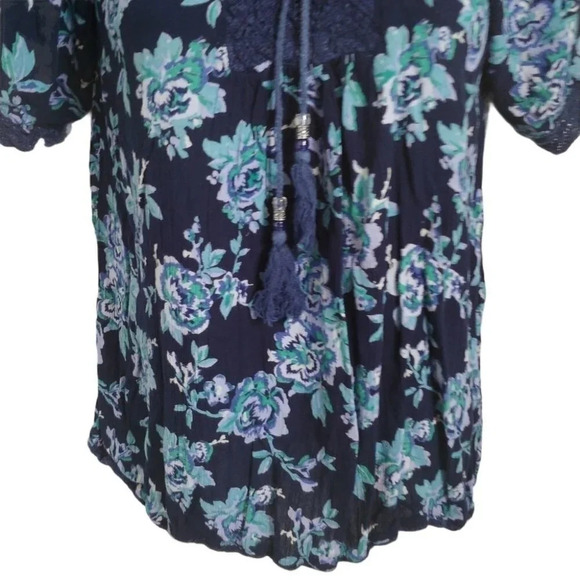 Angie Peasant-Style Bohemian Blouse, Crocheting, S - Picture 3 of 8